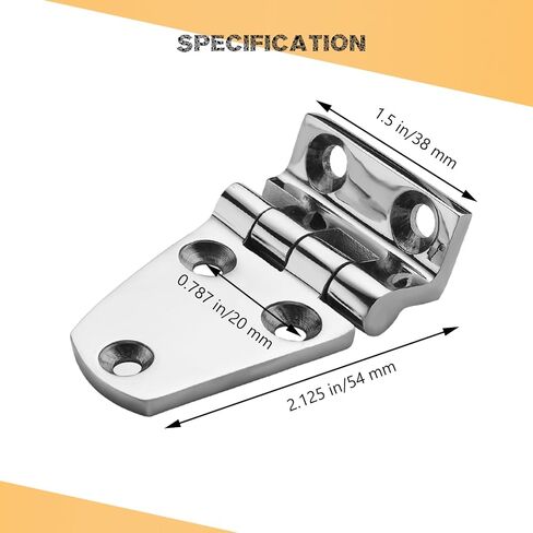 مفصلات فتحة القوارب البحرية شديدة التحمل من الفولاذ المقاوم للصدأ 316، مفصلات جانبية قصيرة، مفصلات باب خزانة متينة مع براغي (عبوة من قطعتين) in Kuwait