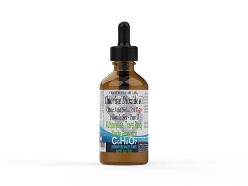 المجموعة الفنية لثاني أكسيد الكلور CDS - مجموعة CDS حمض الستريك 4 أونصة مع زجاجات زجاجية ذات قطرة واحدة - ثاني أكسيد الكلور الشفاف للمختبر in Kuwait