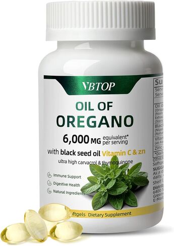 Oregano Oil with Black Seed Oil, Vitamin C and Zinc, 4-in-1 formula Naturally Contains Carvacrol and Thymol, antioxidant and immune-boosting benefits and support digestion | Non-GMO | 90 Softgels in Saudi Arabia