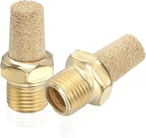 PATIKIL 1/8" PT Brass Pneumatic Muffler, 5 Pcs Protruding Sintered Exhaust Air Compressor Muffler Filters Solenoid Valve Fitting for Valves Cylinders Oil Tanks Air Tools, Golden in Saudi Arabia