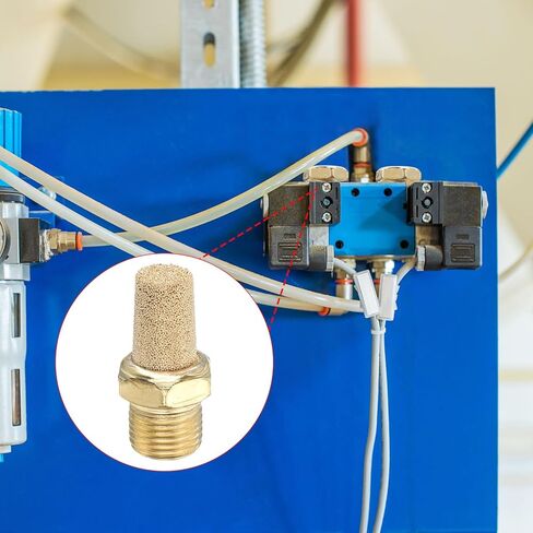 PATIKIL 1/8" PT Brass Pneumatic Muffler, 5 Pcs Protruding Sintered Exhaust Air Compressor Muffler Filters Solenoid Valve Fitting for Valves Cylinders Oil Tanks Air Tools, Golden in Saudi Arabia