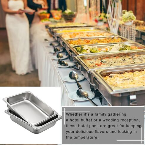 BSTKEY 6 عبوات من مقالي الفندق بحجم 1/2، مقلاة طاولة بخار من الفولاذ المقاوم للصدأ بعمق 2.56 بوصة، صواني تسخين الطعام قابلة للتكديس للبوفيه، مقالي الطعام التجارية للمطبخ والمطاعم ومستلزمات الحفلات in Kuwait
