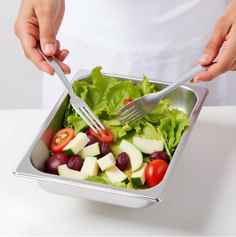 4 عبوات من مقلاة الفندق بنصف الحجم، مقاس 1/2 مقاس 2.5 بوصة مقلاة طاولة بخار من الفولاذ المقاوم للصدأ بعمق، مقلاة بخار قابلة للتكديس، نصف مقالي لأطباق الغضب، صواني الخبز للمنزل، الحفلات، الفندق، البوفيه in Kuwait