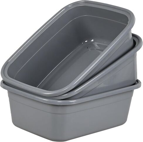 3 قطع من مقلاة أطباق بلاستيكية بسعة 18 لتر، حوض غسيل كبير مستطيل، رمادي in Kuwait