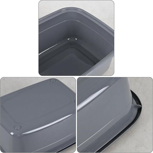 3 قطع من مقلاة أطباق بلاستيكية بسعة 18 لتر، حوض غسيل كبير مستطيل، رمادي in Kuwait