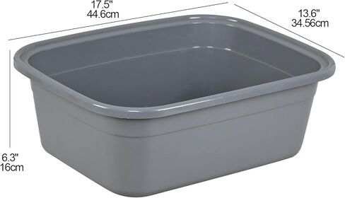 3 قطع من مقلاة أطباق بلاستيكية بسعة 18 لتر، حوض غسيل كبير مستطيل، رمادي in Kuwait