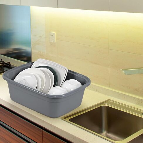 3 قطع من مقلاة أطباق بلاستيكية بسعة 18 لتر، حوض غسيل كبير مستطيل، رمادي in Kuwait