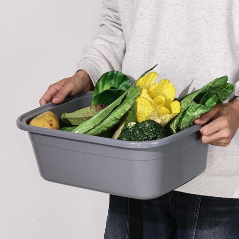 3 قطع من مقلاة أطباق بلاستيكية بسعة 18 لتر، حوض غسيل كبير مستطيل، رمادي in Kuwait