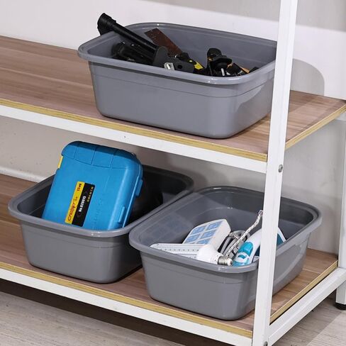 3 قطع من مقلاة أطباق بلاستيكية بسعة 18 لتر، حوض غسيل كبير مستطيل، رمادي in Kuwait