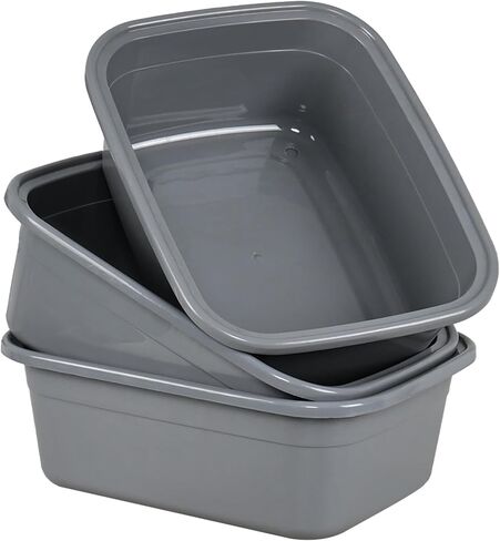 3 قطع من مقلاة أطباق بلاستيكية بسعة 18 لتر، حوض غسيل كبير مستطيل، رمادي in Kuwait