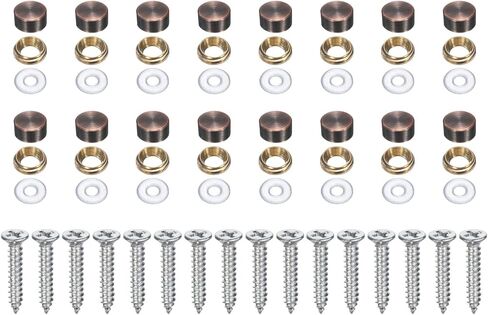 uxcell 16Pcs Brass Decorative Screws with Caps, 16mm Mirror Screws Cover Self-Tapping Screws with Decorative Caps for Furniture Cabinet Mirror Fixing, Bronze in Saudi Arabia
