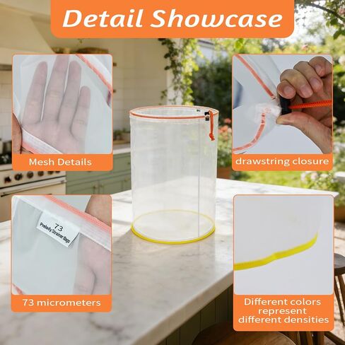 5 Gallon All-Mesh Filter Bags Set, 17 Pcs Reusable Nylon Strainer Bags, Includes Filter Screen, Storage Pouch, Gloves Bubble Bags for Hydroponics, Cold Brew Coffee, Tea,Juice (25-220 Microns) in Kuwait
