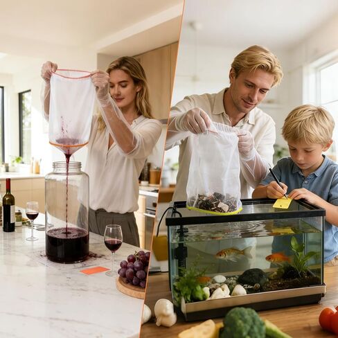 5 Gallon All-Mesh Filter Bags Set, 17 Pcs Reusable Nylon Strainer Bags, Includes Filter Screen, Storage Pouch, Gloves Bubble Bags for Hydroponics, Cold Brew Coffee, Tea,Juice (25-220 Microns) in Kuwait