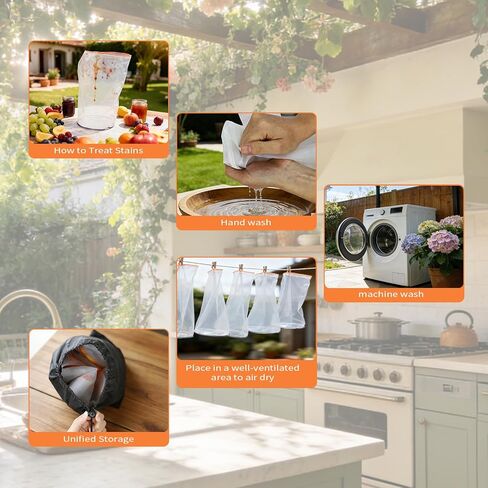 5 Gallon All-Mesh Filter Bags Set, 17 Pcs Reusable Nylon Strainer Bags, Includes Filter Screen, Storage Pouch, Gloves Bubble Bags for Hydroponics, Cold Brew Coffee, Tea,Juice (25-220 Microns) in Kuwait