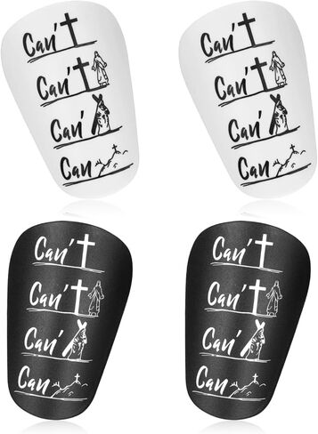 2 Pairs Mini Soccer Shin Guards 3.94 x 2.36 Inch Soccer Pads Miniature Cross Shin Guards Small Light Football Pads Black White Shins Guard with Bible Verse for Men Women Football in Saudi Arabia
