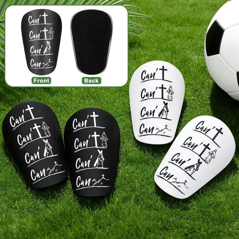 2 Pairs Mini Soccer Shin Guards 3.94 x 2.36 Inch Soccer Pads Miniature Cross Shin Guards Small Light Football Pads Black White Shins Guard with Bible Verse for Men Women Football in Saudi Arabia