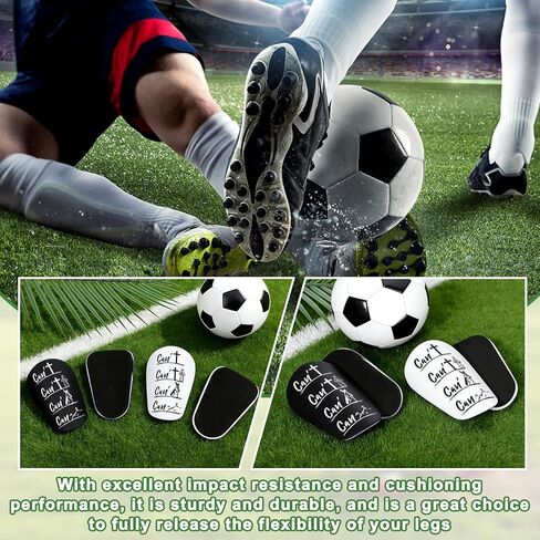 2 Pairs Mini Soccer Shin Guards 3.94 x 2.36 Inch Soccer Pads Miniature Cross Shin Guards Small Light Football Pads Black White Shins Guard with Bible Verse for Men Women Football in Saudi Arabia
