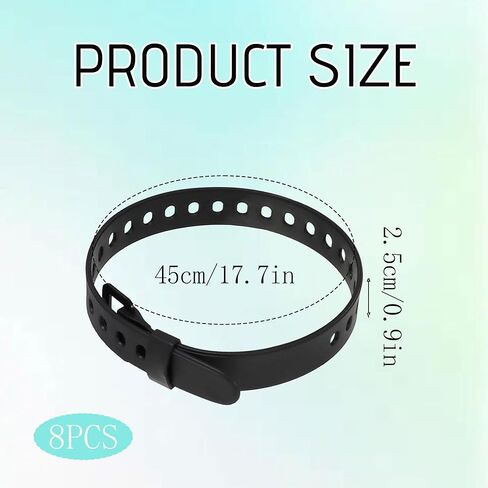 8Pcs Reusable Industrial Straps TPU Rubber Tension Strap 19.8" Adjustable Utility Straps with Buckle for Motor Gear Tightening, Welders, Skis, Garden Hoses Quick Cinch Fastening Lashing Tool in Kuwait