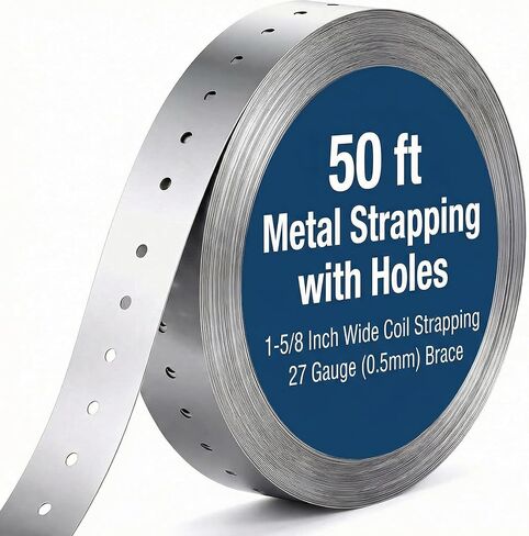 50 ft Metal Strapping with Holes 304 Stainless Steel Perforated Tie Down Straps 1-5/8 Inch Wide Coil Strapping 27 Gauge (0.5mm) Brace for Framing Joists Shear Walls and DIY Projects in Kuwait