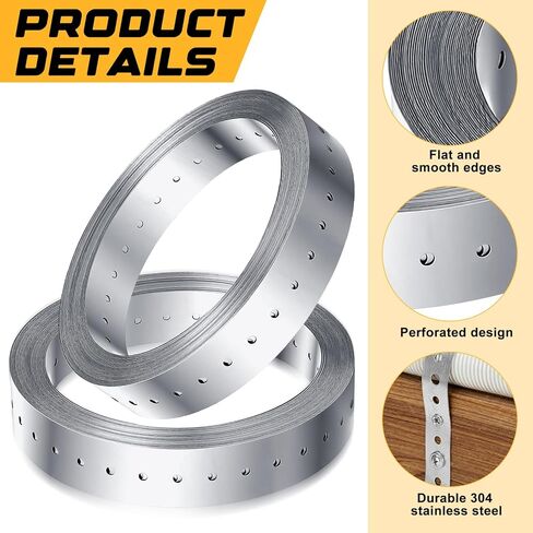 50 ft Metal Strapping with Holes 304 Stainless Steel Perforated Tie Down Straps 1-5/8 Inch Wide Coil Strapping 27 Gauge (0.5mm) Brace for Framing Joists Shear Walls and DIY Projects in Kuwait