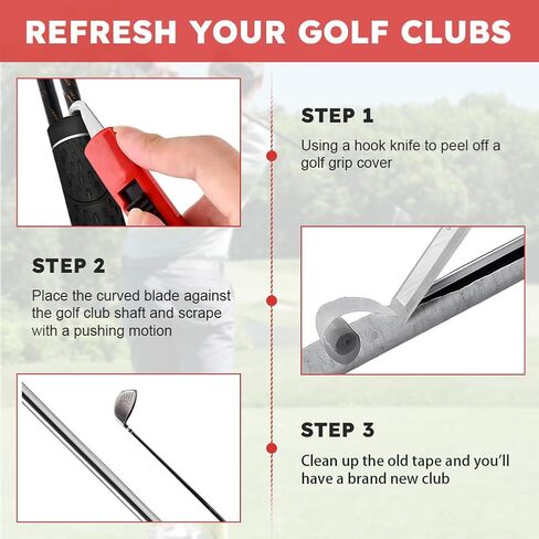 Xiaokeis Golf Grip Tape Stripper Remover Tool with Golfs Hook Blade for Graphite and Steel Shafts Tape Remover,Golf Grip Repair Kits,Ideal Gift for Men and Women in Kuwait