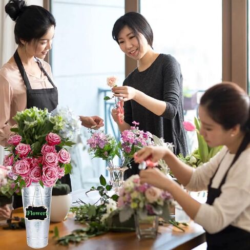 10 Set Galvanized Flower Buckets Farmhouse Flower Vases Metal Vases for Flowers Rustic Flower Bucket with Small Chalkboard Label Metal Flower Buckets for Flowers Wedding Table Centerpieces 10 inch in Kuwait