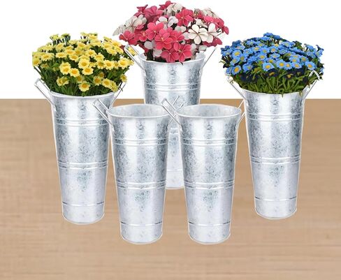 10 Set Galvanized Flower Buckets Farmhouse Flower Vases Metal Vases for Flowers Rustic Flower Bucket with Small Chalkboard Label Metal Flower Buckets for Flowers Wedding Table Centerpieces 10 inch in Kuwait