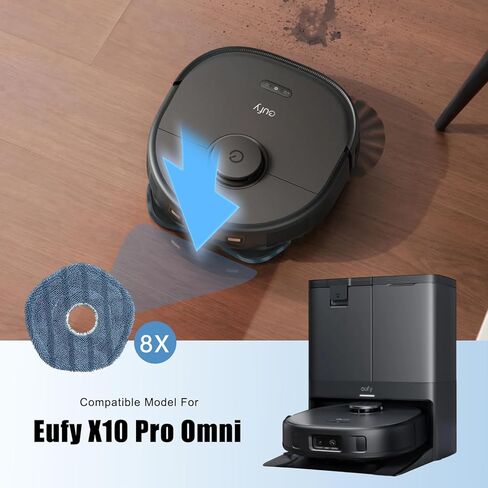 8 قطع X10 Pro Omni Mop Pads Accessories لـ Eufy X10 pro Omni - عبوات قماش تنظيف من الألياف الدقيقة قابلة للغسل، وسادات بديلة قابلة لإعادة الاستخدام للمكنسة الكهربائية X10Pro Omni Robot in Kuwait