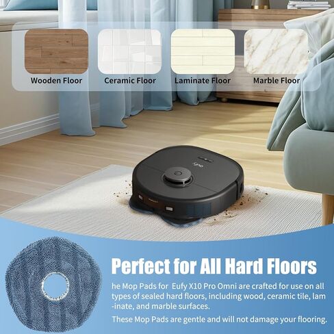 8 قطع X10 Pro Omni Mop Pads Accessories لـ Eufy X10 pro Omni - عبوات قماش تنظيف من الألياف الدقيقة قابلة للغسل، وسادات بديلة قابلة لإعادة الاستخدام للمكنسة الكهربائية X10Pro Omni Robot in Kuwait
