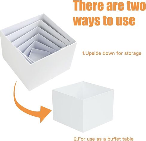 مجموعة رافعات البوفيه مكونة من 6 قطع، رافعات طعام أكريليك لطاولة البوفيه، مجموعة حامل عرض أبيض مع قيعان مجوفة، صناديق مكعبة لحفلات تقديم الكعك والحلوى (3 ​​بوصة، 4 بوصة، 5 بوصة، 6 بوصة، 7 بوصة، 8 بوصة) هدية عيد الميلاد in Kuwait