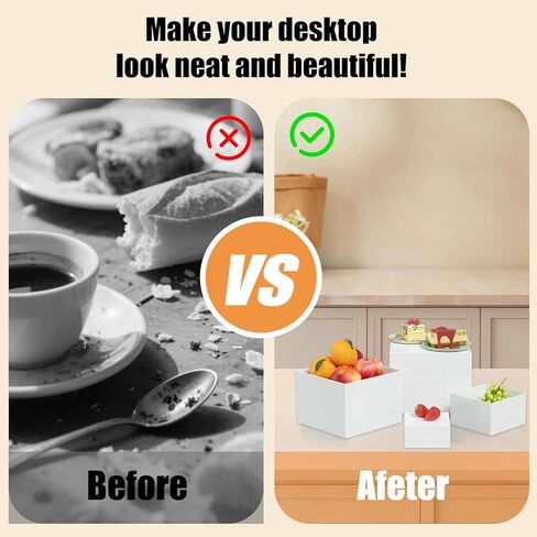 مجموعة رافعات البوفيه مكونة من 6 قطع، رافعات طعام أكريليك لطاولة البوفيه، مجموعة حامل عرض أبيض مع قيعان مجوفة، صناديق مكعبة لحفلات تقديم الكعك والحلوى (3 ​​بوصة، 4 بوصة، 5 بوصة، 6 بوصة، 7 بوصة، 8 بوصة) هدية عيد الميلاد in Kuwait