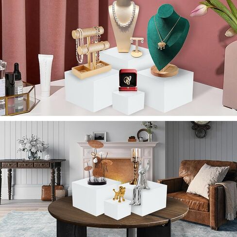 مجموعة رافعات البوفيه مكونة من 6 قطع، رافعات طعام أكريليك لطاولة البوفيه، مجموعة حامل عرض أبيض مع قيعان مجوفة، صناديق مكعبة لحفلات تقديم الكعك والحلوى (3 ​​بوصة، 4 بوصة، 5 بوصة، 6 بوصة، 7 بوصة، 8 بوصة) هدية عيد الميلاد in Kuwait