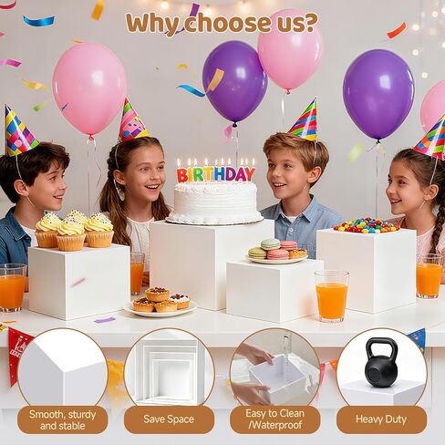 6 قطع من حاملات وحوامل البوفيه، ورافعات الطعام لطاولة البوفيه، ورف حامل العرض للحفلات، وتقديم الطعام، والمجوهرات والمقتنيات، وصناديق تعشيش أكريليك بيضاء لعرض الطعام (3" 4" 5" 6" 7" 8") in Kuwait