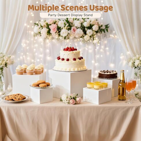 6 قطع من حاملات وحوامل البوفيه، ورافعات الطعام لطاولة البوفيه، ورف حامل العرض للحفلات، وتقديم الطعام، والمجوهرات والمقتنيات، وصناديق تعشيش أكريليك بيضاء لعرض الطعام (3" 4" 5" 6" 7" 8") in Kuwait