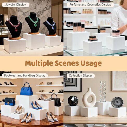 6 قطع من حاملات وحوامل البوفيه، ورافعات الطعام لطاولة البوفيه، ورف حامل العرض للحفلات، وتقديم الطعام، والمجوهرات والمقتنيات، وصناديق تعشيش أكريليك بيضاء لعرض الطعام (3" 4" 5" 6" 7" 8") in Kuwait