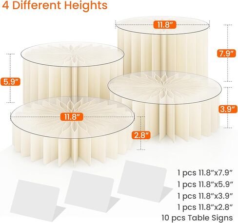 Homode Buffet Risers, 4PCS Food Risers for Buffet Table, Acrylic Risers Display Stands with Foldable Bases, Clear Dessert & Cake Stands, Tall Cylinder Stands for Party, Wedding, Event Decor in Kuwait