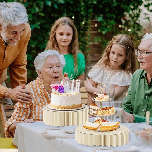 Homode Buffet Risers, 4PCS Food Risers for Buffet Table, Acrylic Risers Display Stands with Foldable Bases, Clear Dessert & Cake Stands, Tall Cylinder Stands for Party, Wedding, Event Decor in Kuwait