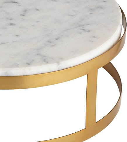 Possini Euro Design Modern Traditional Glam 14" Wide x 5 1/4" Tall Pedestal Lamp Riser Round Marble Metal Gold Finish Living Room Bedroom House Reading Office Home Decor Entryway Dining Indoor in Saudi Arabia