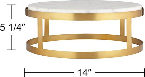Possini Euro Design Modern Traditional Glam 14" Wide x 5 1/4" Tall Pedestal Lamp Riser Round Marble Metal Gold Finish Living Room Bedroom House Reading Office Home Decor Entryway Dining Indoor in Saudi Arabia