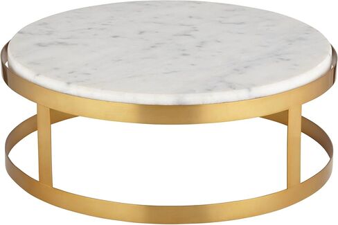 Possini Euro Design Modern Traditional Glam 14" Wide x 5 1/4" Tall Pedestal Lamp Riser Round Marble Metal Gold Finish Living Room Bedroom House Reading Office Home Decor Entryway Dining Indoor in Saudi Arabia
