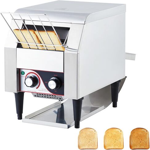 Commercial Conveyor Toaster, 150 Slices/h Heavy Duty Stainless Steel Toaster, Dual Heating Tubes, 7-Speed Adjustable Electric Oven for Bagels, Croissants, Bakery, Café in Kuwait