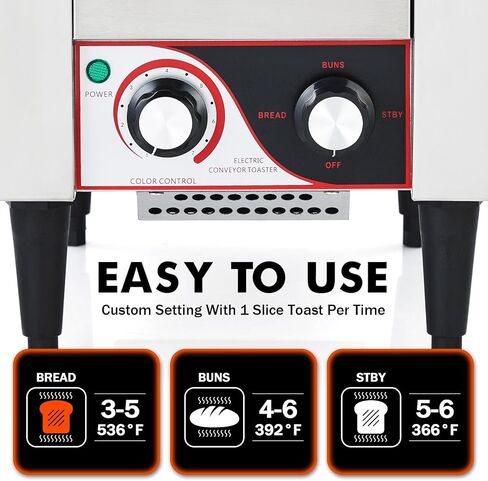 Commercial Conveyor Toaster, 150 Slices/h Heavy Duty Stainless Steel Toaster, Dual Heating Tubes, 7-Speed Adjustable Electric Oven for Bagels, Croissants, Bakery, Café in Kuwait