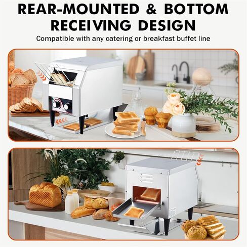 Commercial Conveyor Toaster, 150 Slices/h Heavy Duty Stainless Steel Toaster, Dual Heating Tubes, 7-Speed Adjustable Electric Oven for Bagels, Croissants, Bakery, Café in Kuwait
