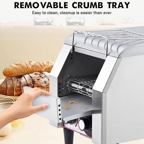 Commercial Conveyor Toaster, 150 Slices/h Heavy Duty Stainless Steel Toaster, Dual Heating Tubes, 7-Speed Adjustable Electric Oven for Bagels, Croissants, Bakery, Café in Kuwait