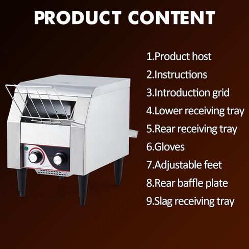 Commercial Conveyor Toaster, 150 Slices/h Heavy Duty Stainless Steel Toaster, Dual Heating Tubes, 7-Speed Adjustable Electric Oven for Bagels, Croissants, Bakery, Café in Kuwait