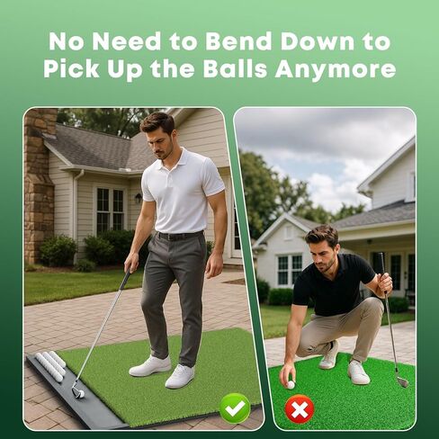 Integrated Golf Mat with Ball Tray, 5x4ft Practice Mat Set, Thickening Golf Mats Practice Outdoor & Indoor, Artificial Turf Matt Includ Balls,Tees, Club in Kuwait