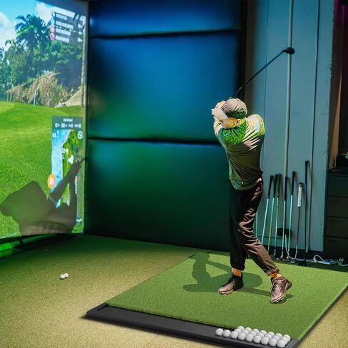 Integrated Golf Mat with Ball Tray, 5x4ft Practice Mat Set, Thickening Golf Mats Practice Outdoor & Indoor, Artificial Turf Matt Includ Balls,Tees, Club in Kuwait