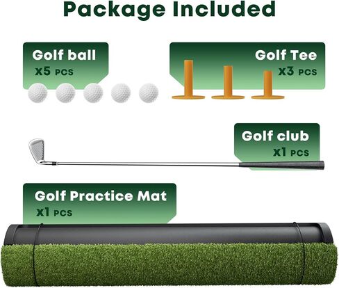 Integrated Golf Mat with Ball Tray, 5x4ft Practice Mat Set, Thickening Golf Mats Practice Outdoor & Indoor, Artificial Turf Matt Includ Balls,Tees, Club in Kuwait