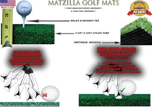 Premium 5'X5' Luxury Tee Golf Hitting Mat- Holds a Wooden tee in Kuwait