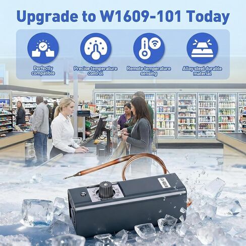 W1609-101 ترموستات التبريد التجاري، 8 درجات فهرنهايت عند إيقاف التشغيل التفاضلي، قرص F/C مزدوج، شعري نحاسي 5 أقدام، نطاق درجة الحرارة -30 درجة فهرنهايت إلى 90 درجة فهرنهايت، غلاف فولاذي مقاوم للغبار in Kuwait